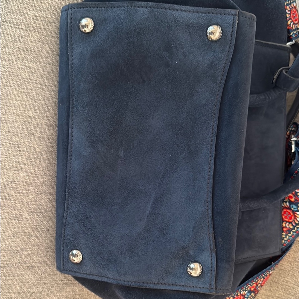 Prada Blue Twin Pocket Suede Leather Tote - Picture 4 of 7